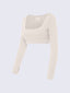 LONG SLEEVE SPORTS BRA CREAM