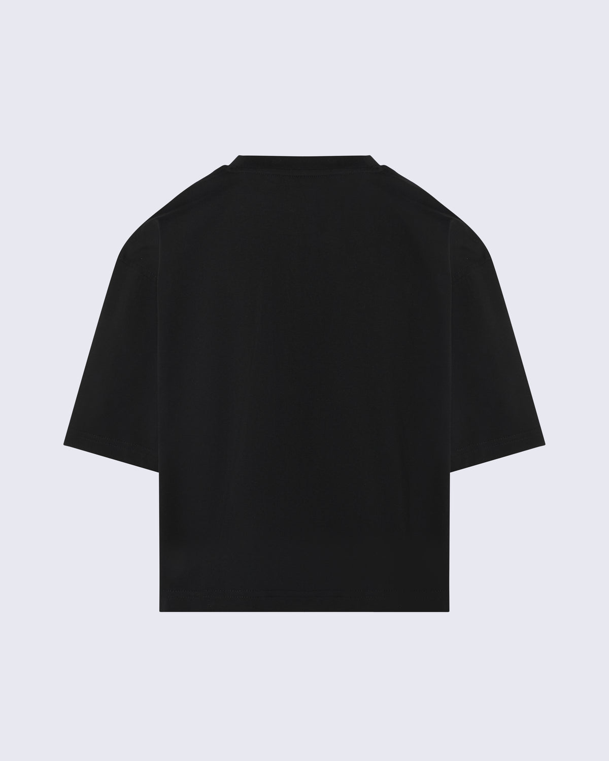 CROPPED COTTON PLAIN BACK TEE BLACK